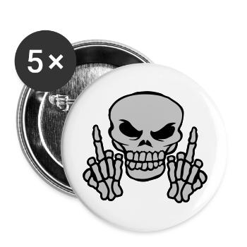 Les doigts du milieu montrent un crâne maléfique - Lot de 5 grands badges (56 mm) - blanc - Devant