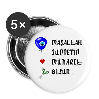 Sünnet mübarak olsun - Buttons groß 56 mm (5er Pack) - Weiß - Vorne
