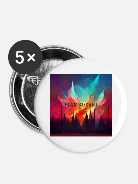 Flamboyant - Buttons groß 56 mm (5er Pack) - Weiß
