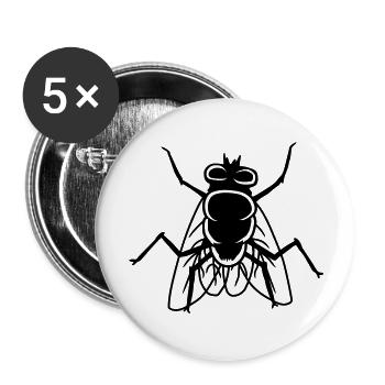 Housefly small house fly insect - Buttons large 2.2''/56 mm (5-pack) - white - Front