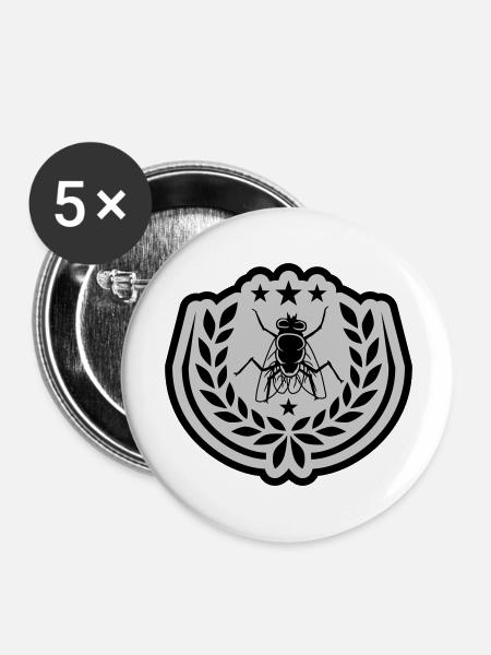 Design Stubenfliege Sterne Lorbeerkranz - Buttons groß 56 mm (5er Pack) - Weiß