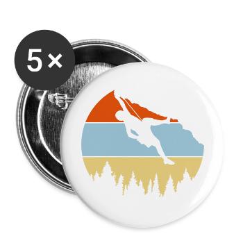 Wald Bäume Felsen Klettern - Buttons groß 56 mm (5er Pack) - Weiß - Vorne