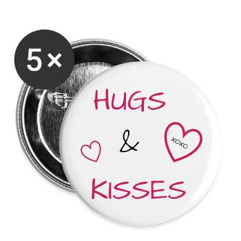 I love clothes / Hugs&Kisses - Buttons groß 56 mm (5er Pack) - Weiß - Vorne
