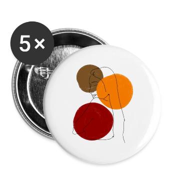 Woman - Lineart - Color. - Buttons large 2.2''/56 mm (5-pack) - white - Front
