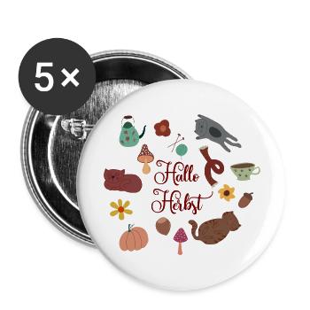 Hallo Herbst - Buttons groß 56 mm (5er Pack) - Weiß - Vorne