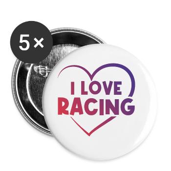 Ich liebe Rennen - Buttons groß 56 mm (5er Pack) - Weiß - Vorne