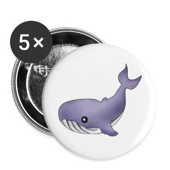 Wal Blauwal Meer Ozean Geschenkidee - Buttons groß 56 mm (5er Pack) - Weiß - Vorne