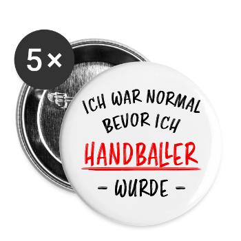 Handball Lustig Spruch Handballer Spieler Geschenk - Buttons groß 56 mm (5er Pack) - Weiß - Vorne