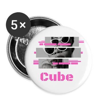 Sonnenbrille "Pink" Cube - Buttons groß 56 mm (5er Pack) - Weiß - Vorne