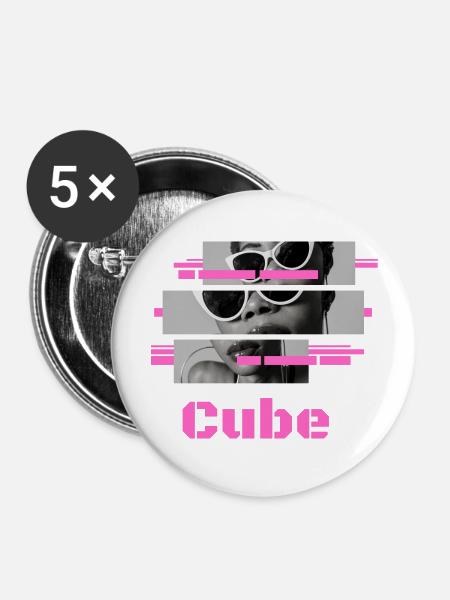 Sonnenbrille "Pink" Cube - Buttons groß 56 mm (5er Pack) - Weiß