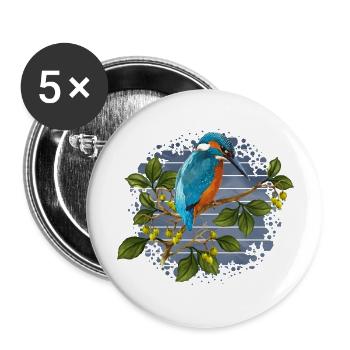 Oiseau coloré - Lot de 5 grands badges (56 mm) - blanc - Devant