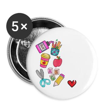 Teachers Teachers School Teachers Teaching Staff - Buttons large 2.2''/56 mm (5-pack) - white - Front