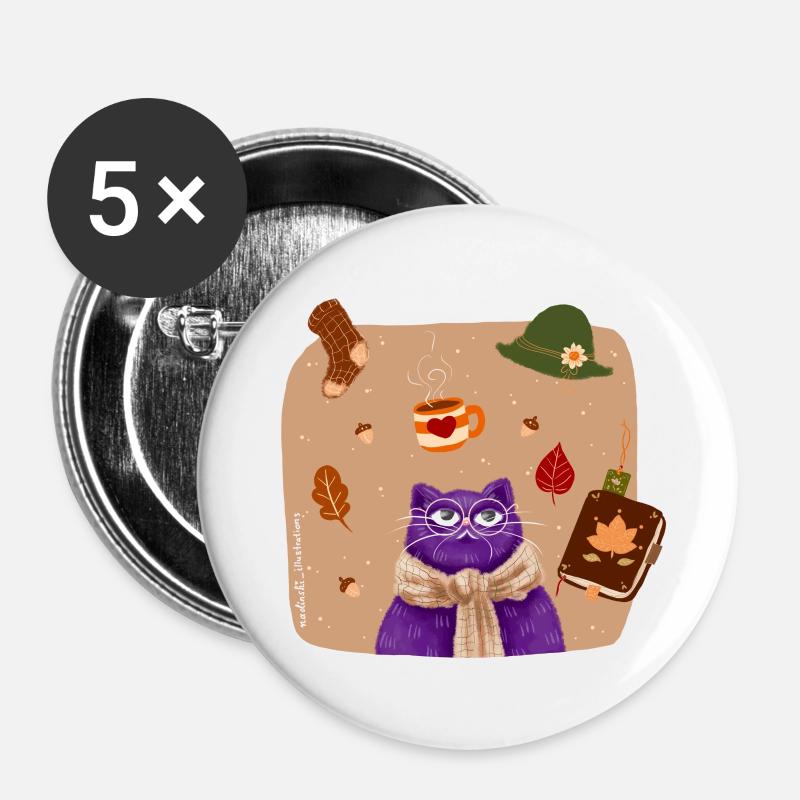 Autumn at last - Buttons large 2.2''/56 mm (5-pack) - white