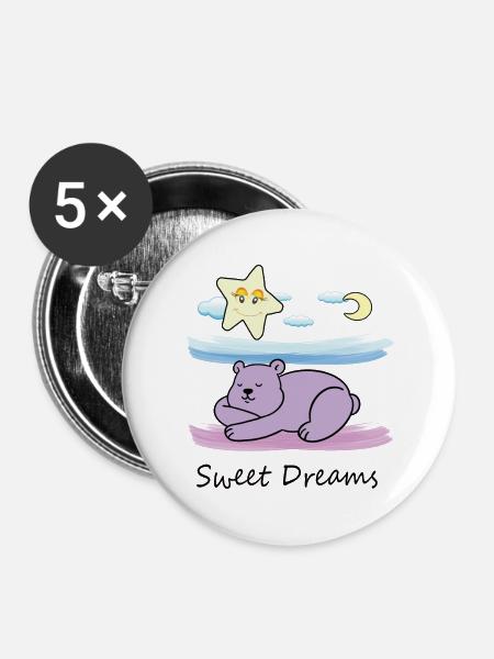 Süßer Teddybär - Buttons groß 56 mm (5er Pack) - Weiß