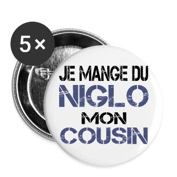 Je mange du Niglo - Lot de 5 grands badges (56 mm) - blanc - Devant