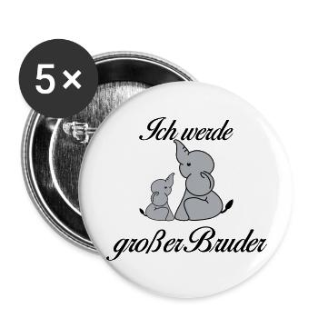 Großer Bruder - Buttons groß 56 mm (5er Pack) - Weiß - Vorne