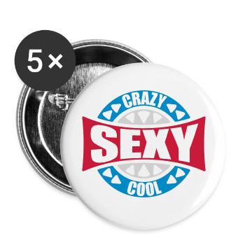 crazy sexy cool design - Buttons large 2.2''/56 mm (5-pack) - white - Front
