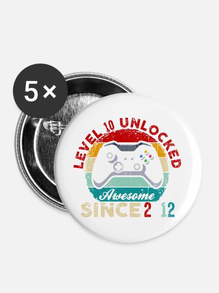 Levelfreigeschalteter Retro-Controller-Stolz - Buttons groß 56 mm (5er Pack) - Weiß