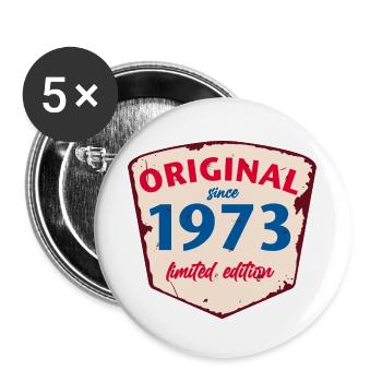 1973 Blechschild - limeted edition - Vintage - Buttons large 2.2''/56 mm (5-pack) - white - Front