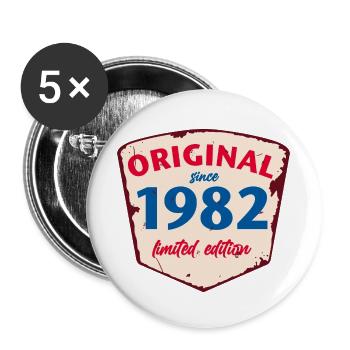 1982 Blechschild - limeted edition - Vintage - Buttons large 2.2''/56 mm (5-pack) - white - Front