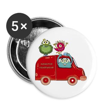 Monster Feuerwehr Abenteuer Jugendfeuerwehr - Buttons groß 56 mm (5er Pack) - Weiß - Vorne