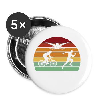 Natation Vélo Course à pied - Lot de 5 grands badges (56 mm) - blanc - Devant