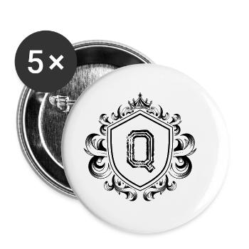 Q Buchstabe Wappen - Buttons groß 56 mm (5er Pack) - Weiß - Vorne
