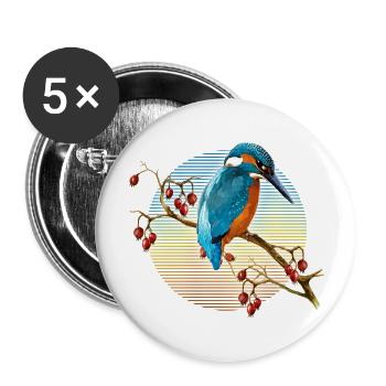 Oiseau coloré - Lot de 5 grands badges (56 mm) - blanc - Devant