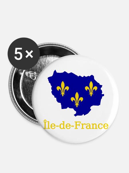 Île de France - Buttons groß 56 mm (5er Pack) - Weiß