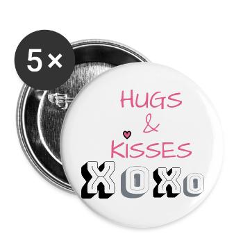 I love clothes / Hugs&Kisses - Buttons groß 56 mm (5er Pack) - Weiß - Vorne