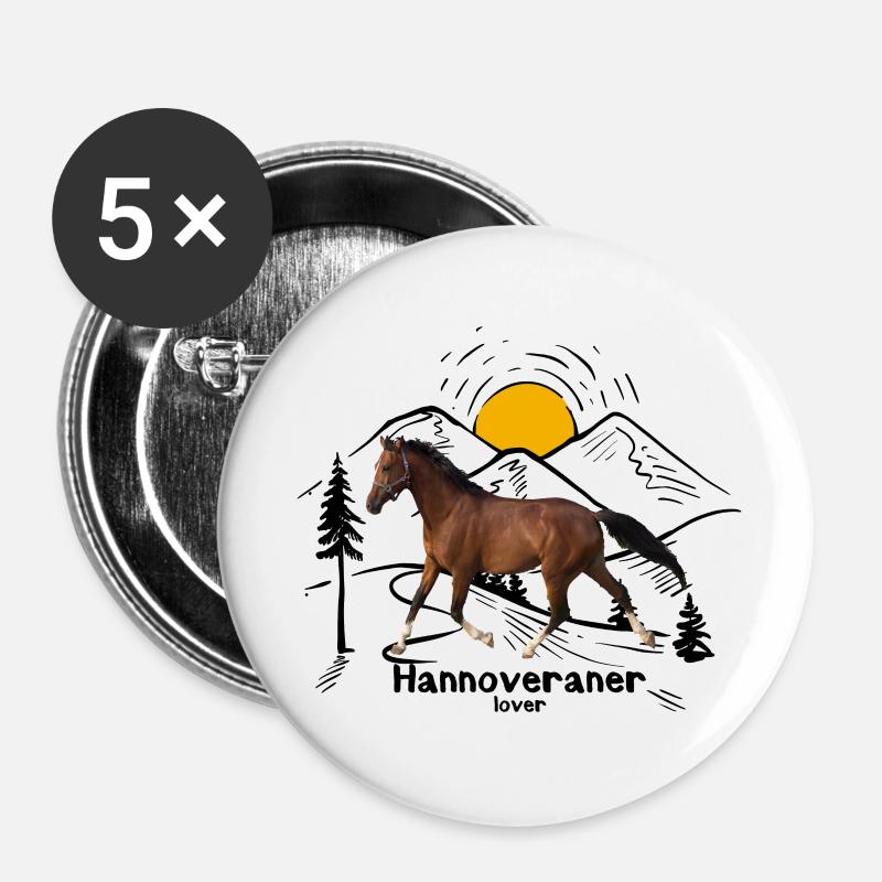 Hannoveraner Pferd - Buttons groß 56 mm (5er Pack) - Weiß