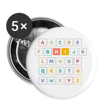 ABC Bunt HI - École maternelle préscolaire - Lot de 5 grands badges (56 mm) - blanc - Devant
