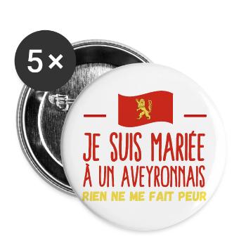 Femme aveyronnaise mariage humour - Lot de 5 grands badges (56 mm) - blanc - Devant
