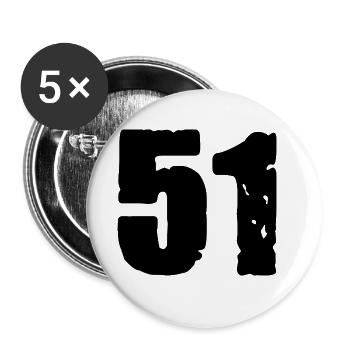 51 Zahl Trikot - Buttons groß 56 mm (5er Pack) - Weiß - Vorne