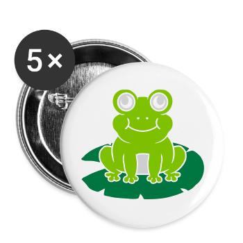 Niedlicher Frosch sitzt Seerose - Buttons groß 56 mm (5er Pack) - Weiß - Vorne