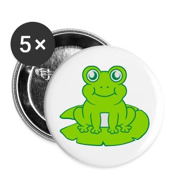 Frosch sitzt Seerose Seeblatt - Buttons groß 56 mm (5er Pack) - Weiß - Vorne