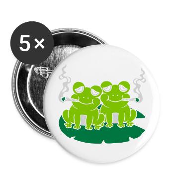 Joint rauchen 2 Frösche - Buttons groß 56 mm (5er Pack) - Weiß - Vorne
