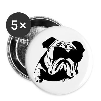 Bulldog dog dogs with sunglasses cool vector - Buttons large 2.2''/56 mm (5-pack) - white - Front