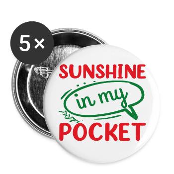 Sunshine in my Pocket - Buttons groß 56 mm (5er Pack) - Weiß - Vorne