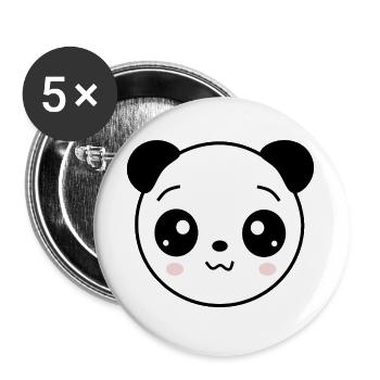 Panda Pandabär Bär Bärchen Gesicht Augen cute - Buttons groß 56 mm (5er Pack) - Weiß - Vorne