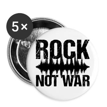 Rock Not War Rock N Roll Music - Buttons large 2.2''/56 mm (5-pack) - white - Front