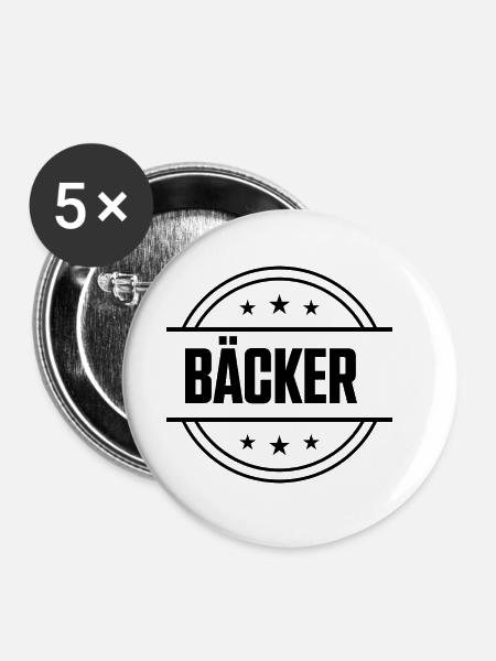 Bäcker Beruf - Buttons groß 56 mm (5er Pack) - Weiß