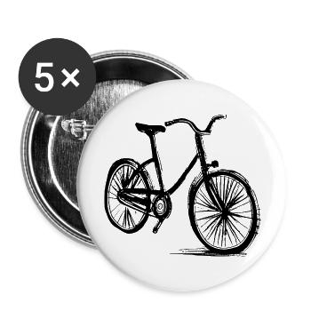 Bicycle Doodle Bicycles Cycling Silhouette 5 - Buttons large 2.2''/56 mm (5-pack) - white - Front