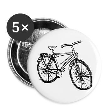 Bicycle Doodle Bicycles Cycling Silhouette 4 - Buttons large 2.2''/56 mm (5-pack) - white - Front