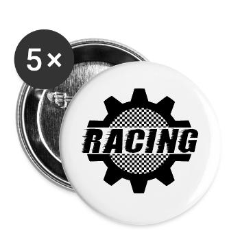 Racing - Roue dentée de sport automobile - Vitre automatique de voiture - Lot de 5 grands badges (56 mm) - blanc - Devant