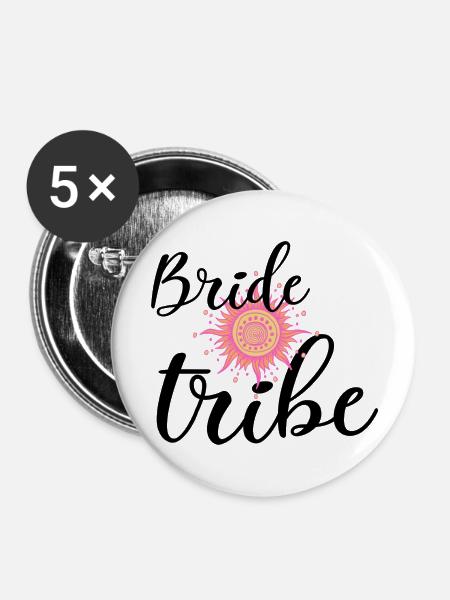 Bride tribe - Buttons groß 56 mm (5er Pack) - Weiß