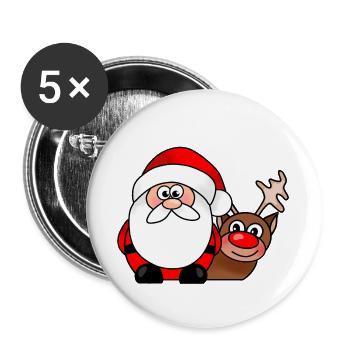 Weihnachts-Weihnachts-Rentier-Cartoon - Buttons groß 56 mm (5er Pack) - Weiß - Vorne