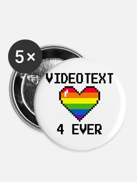 Videotext for ever - Buttons groß 56 mm (5er Pack) - Weiß