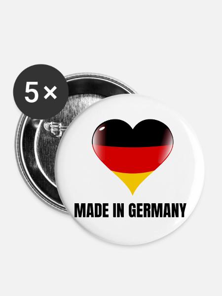 "Made in Germany" - Buttons groß 56 mm (5er Pack) - Weiß