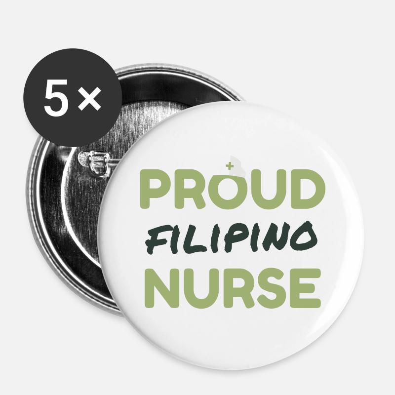 Fière infirmière philippine Philippines - Lot de 5 grands badges (56 mm) - blanc